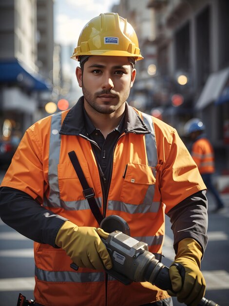 construction worker wearing a hard hat and reflective vest