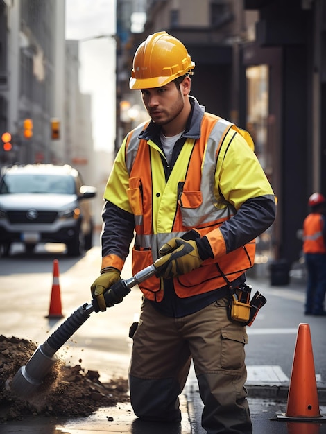 construction worker wearing a hard hat and reflective vest