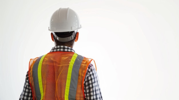 Construction Worker wearing a hard hat reflective vest