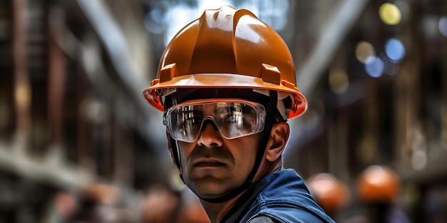 Construction worker wearing a safety helmet at a construction site Concept Construction Safety Work Helmet Site