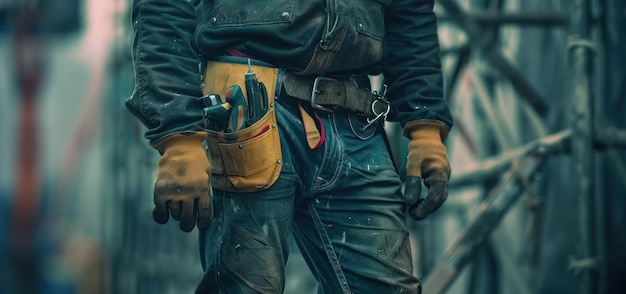 Construction Worker with Tool Belt