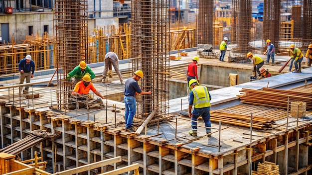 Construction Workers Building a Structure