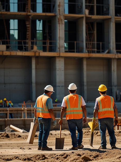 Construction workers on a construction site