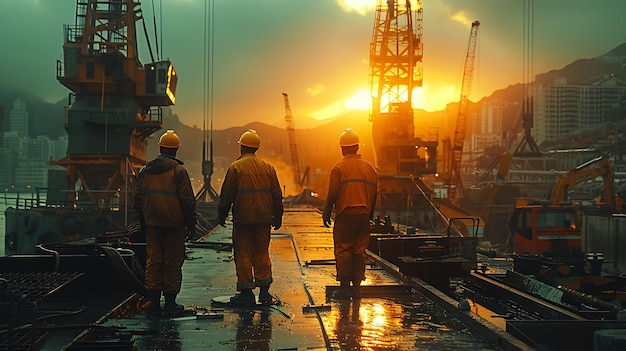 Construction workers at construction site