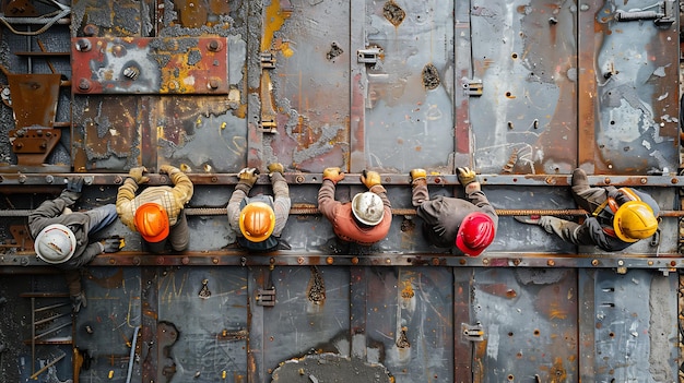 Construction workers at construction site