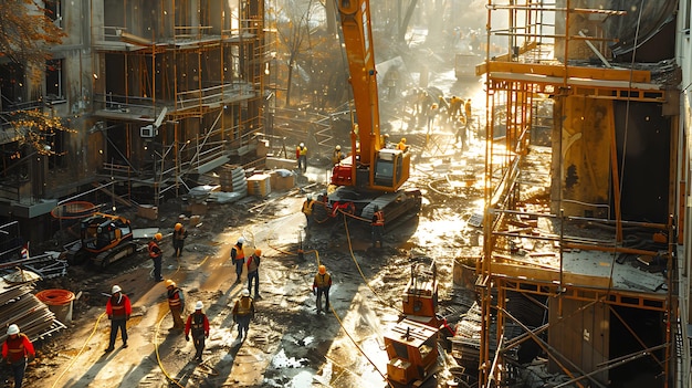 Construction workers at construction site