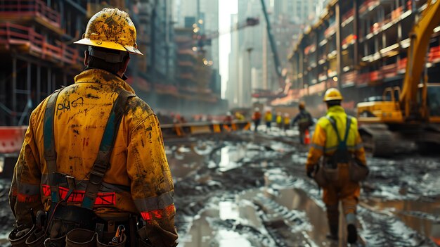 Construction workers at construction site