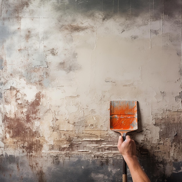 Construction Workers Hands Applying Plaster Skill in Action