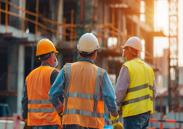 Construction workers implementing advanced civil engineering designs on an urban project