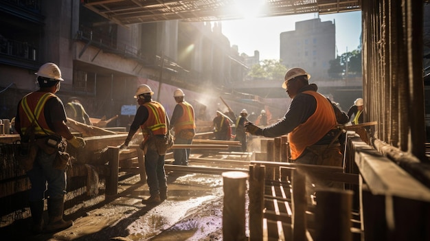 Construction workers on site