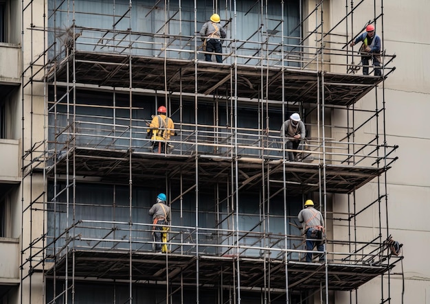 Construction workers working on a construction site