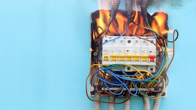 Consumer unit burned down outdated electrical wiring is fire hazard