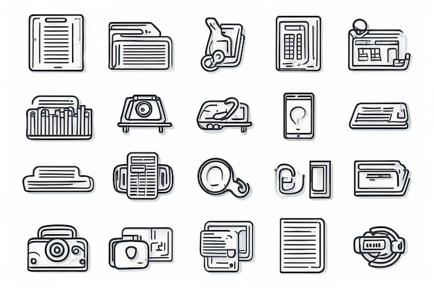 Contact Us line art icon set design template vector illustration