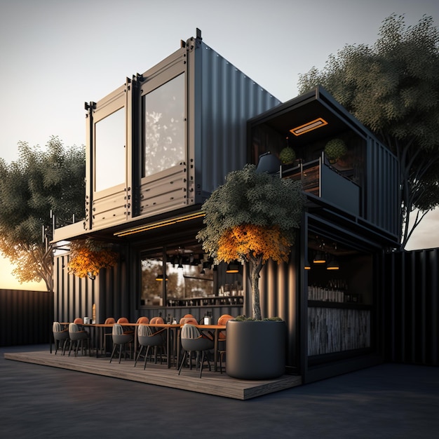 container bar pub restaurant illustration concept of sustainability and recycle eco modern minimal