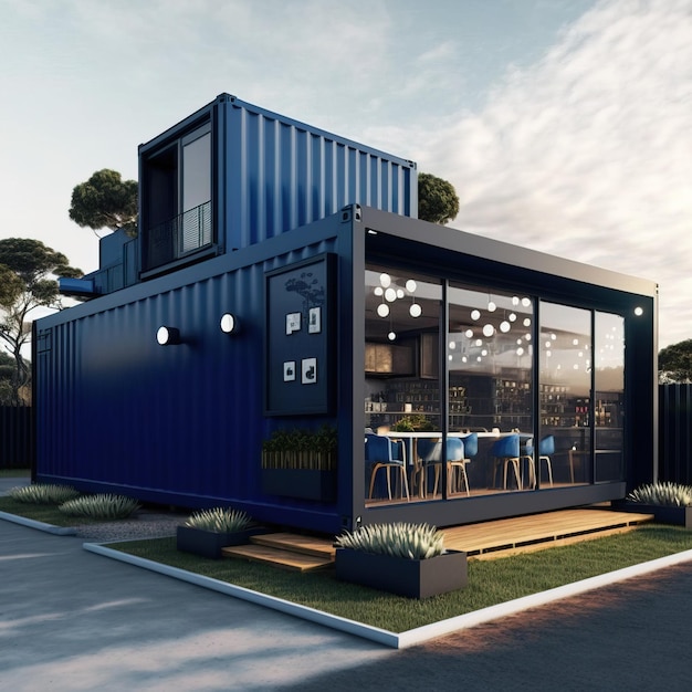 container bar pub restaurant illustration concept of sustainability and recycle eco modern minimal