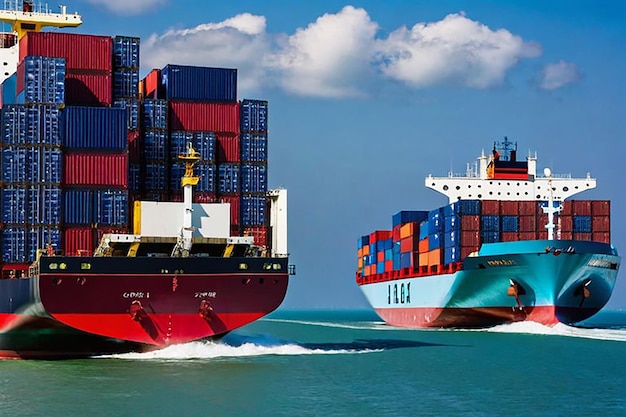 Container cargo ship Freight shipping maritime vessel Global business import export