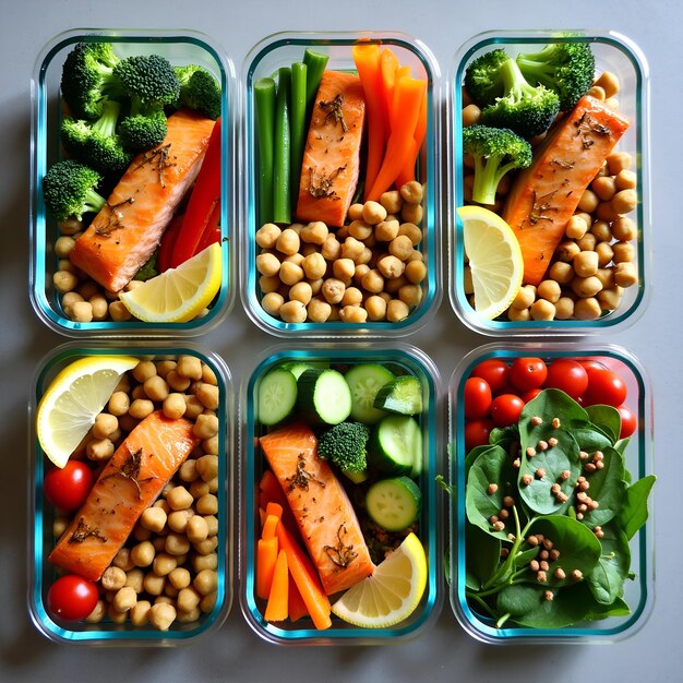 Photo a container of food with beans vegetables and beans