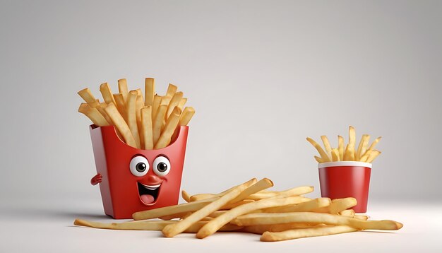 a container of french fries with a smiley face on it