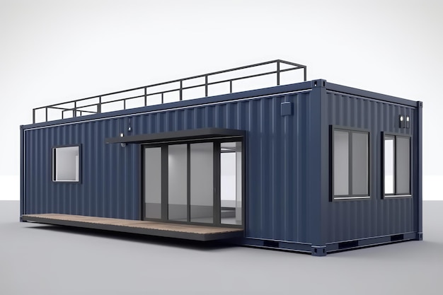 Container house isolated on background3d rendering generative AI