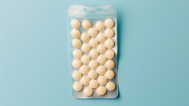 Photo a container of marshmallows with a blue background