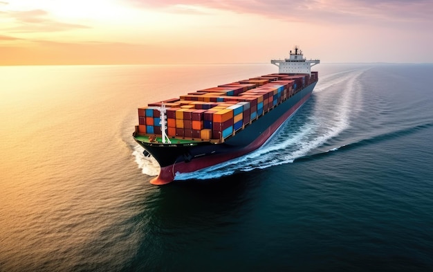 Container ship or cargo shipping business logistic import and export freight Generative AI