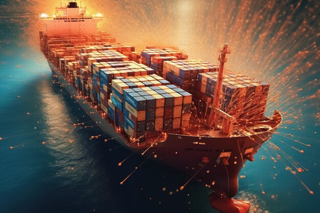 container ship global trade concept Generative Ai