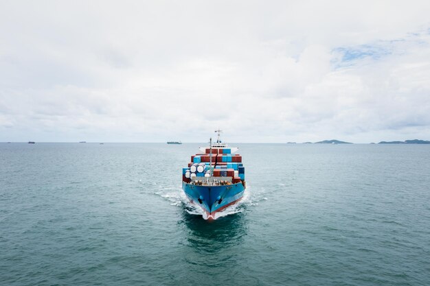 container ship to import export marine goods to dealers and consumers