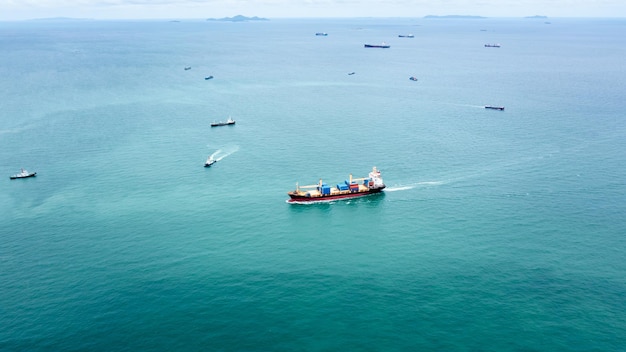 Container ship to import export marine goods