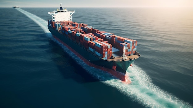 Container Ship in the sea Generative Ai