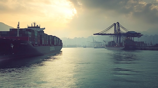 Photo container ships at dock