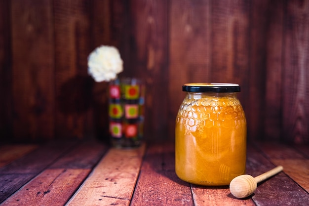 container with bee honey