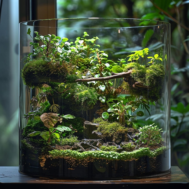 a container with moss and moss growing in it