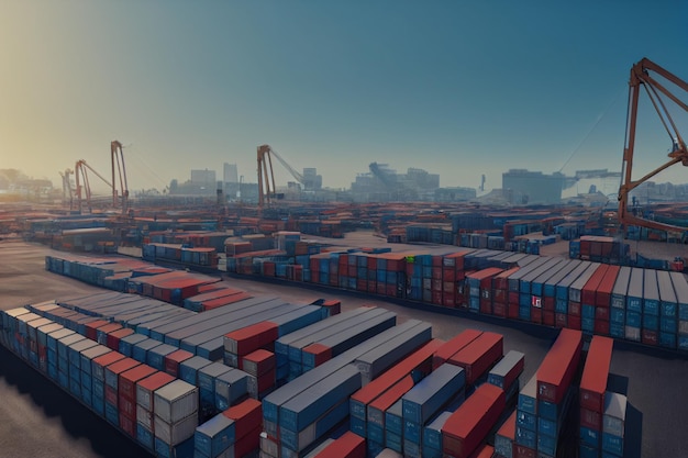 Container yard product 3D render