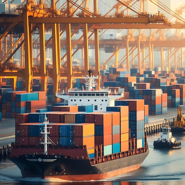 Containers at sea port