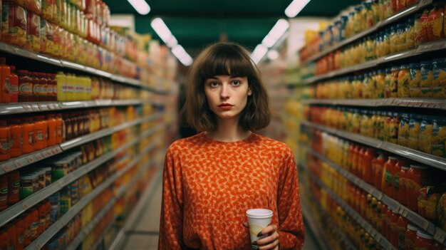 Contemplative Shopper in the Grocery Aisle