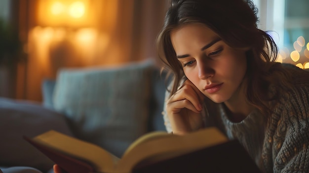 Contemplative Woman Engaged in Bible Study Reflection