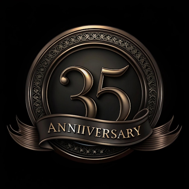 Photo contemporary 35th anniversary badge design for posters and packaging