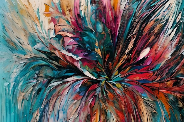 Contemporary acrylic painting fine art illustration of abstract natural close up flowers artistic print digital art Oil painting