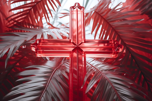 Contemporary Acrylic Sacred Cross With Palm Branches Wall Ar Cross Palm Sunday Photo Christian Art