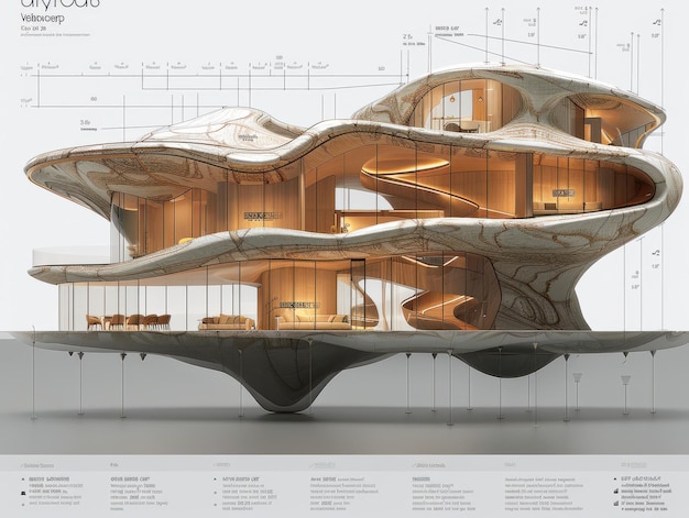 Contemporary architectural design featuring fluid forms