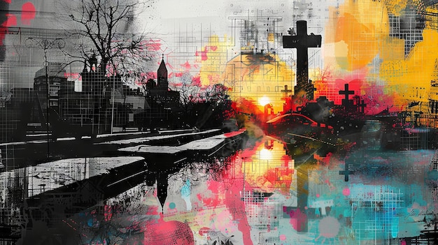 Contemporary Art Collage of Good Friday Serenity