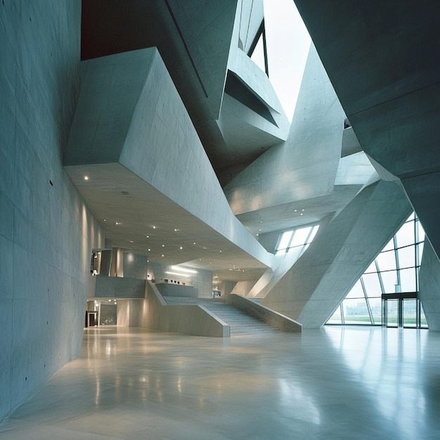 A contemporary art museum with bold geometric forms and expansive galleries