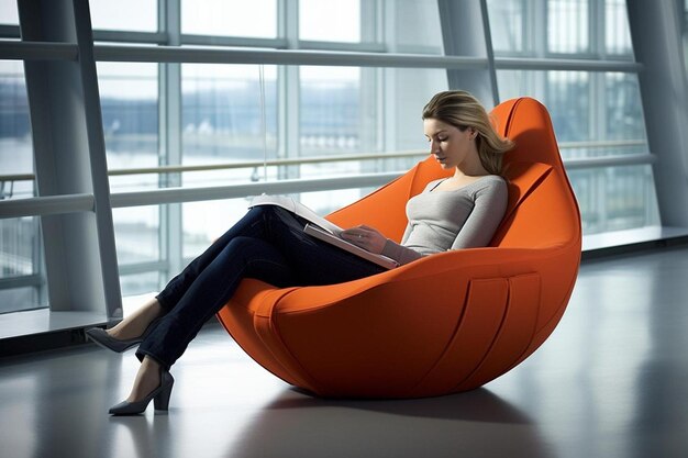 Contemporary bean bag chair with a bright color