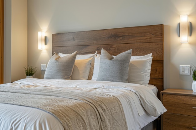 Contemporary Bedroom with a WallMounted Headboard and Floating Nightstands for Clean Lines