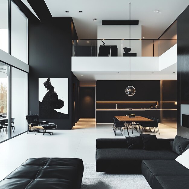 Contemporary Black and White OpenConcept Space