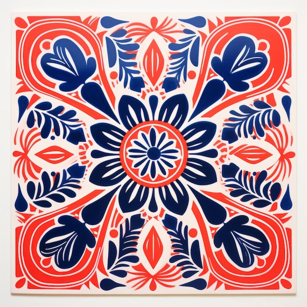 Contemporary Chicano Ceramic Tile Design With Silkscreen And Folkloric Elements