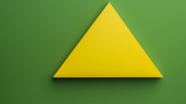 Photo contemporary composition green background complemented by a prominent yellow triangle at the top leaving room for copy