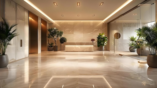 Contemporary Empty Entrance Hall or Office Hallway with Clean Bright Composition Concept Interior Photography Minimalist Design Bright Lighting Office Decor Entrance Hallway