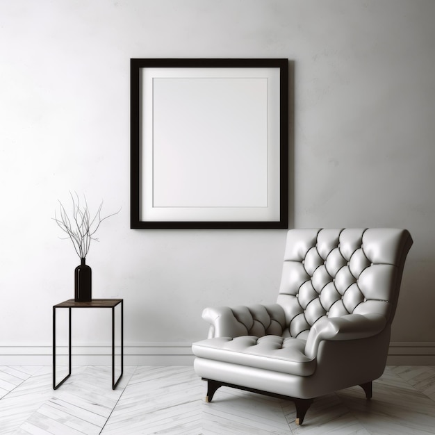 Contemporary Gothic Recliner Portrait Picture Frame On White Wall