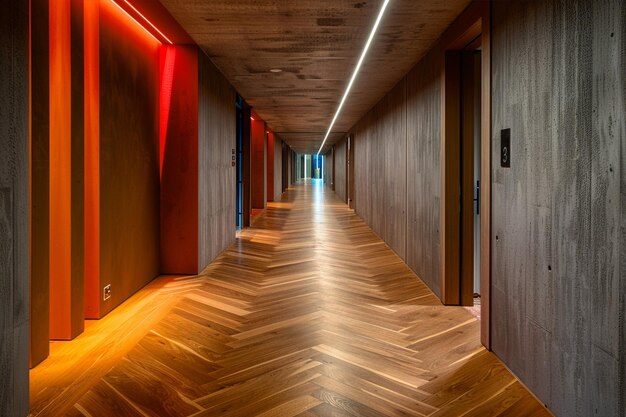 Contemporary Indoor Corridor Featuring